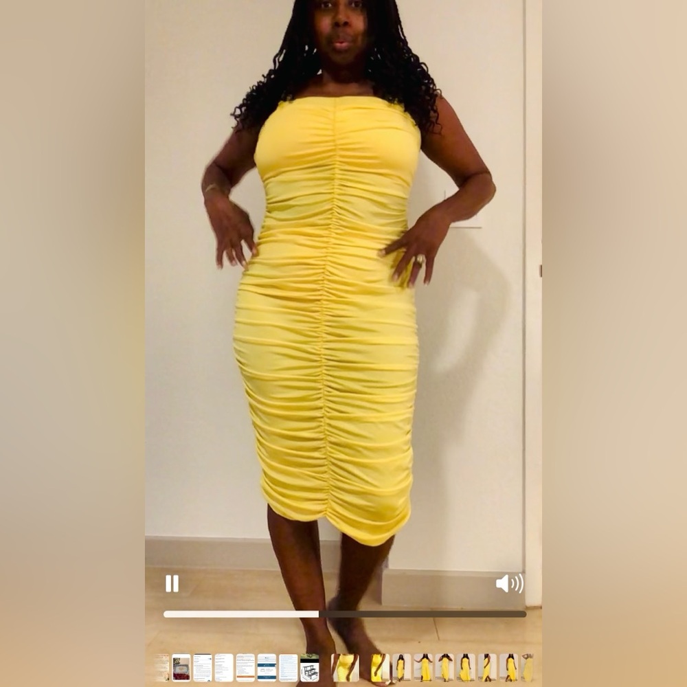 Yellow Ruched Dress - Picture 14 of 14